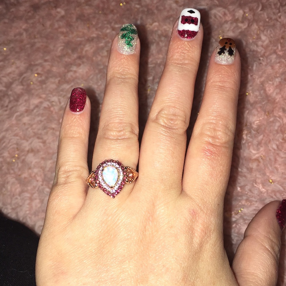 Rose 🌹 gold with pink topaz and opal😍final price